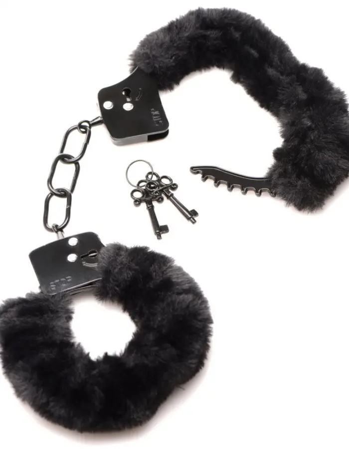 Cuffed in Fur Furry Handcuffs - Black