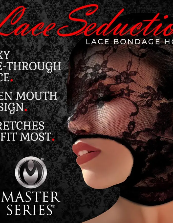 Lace Seduction Lace Bondage Hood - Black
