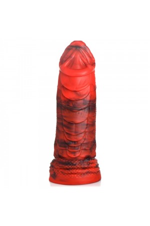 Fire Dragon Red Scaly Silicone Dildo - Red