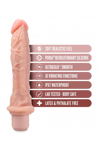 Dr. Skin Silicone - Dr. Richard - 9 Inch Vibrating Dildo -Beige