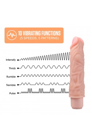 Dr. Skin Silicone - Dr. David - 8 Inch Vibrating  Dildo - Beige