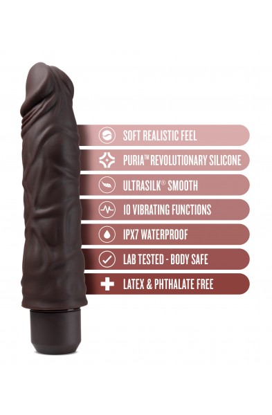 Dr. Skin Silicone - Dr. David - 8 Inch Vibrating  Dildo - Brown