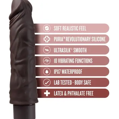 Dr. Skin Silicone - Dr. David - 8 Inch Vibrating  Dildo - Brown