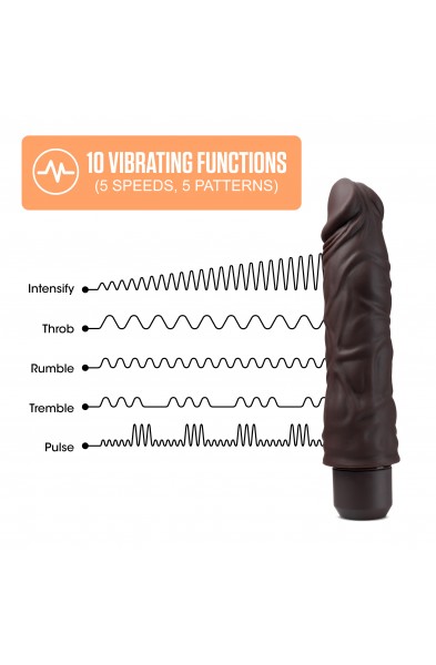 Dr. Skin Silicone - Dr. David - 8 Inch Vibrating  Dildo - Brown