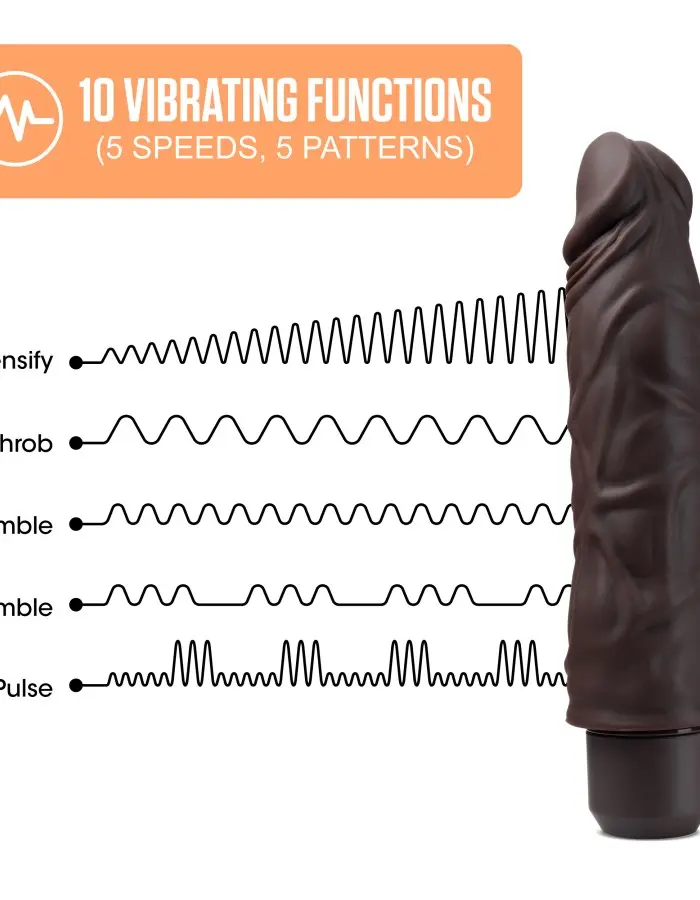 Dr. Skin Silicone - Dr. David - 8 Inch Vibrating  Dildo - Brown