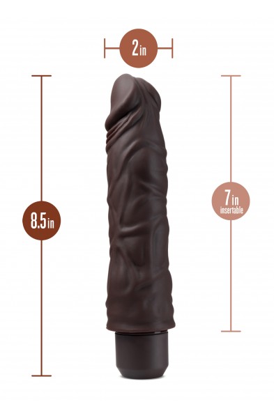 Dr. Skin Silicone - Dr. David - 8 Inch Vibrating  Dildo - Brown