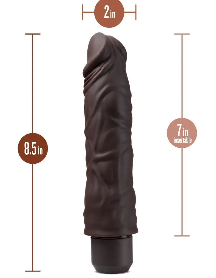 Dr. Skin Silicone - Dr. David - 8 Inch Vibrating  Dildo - Brown