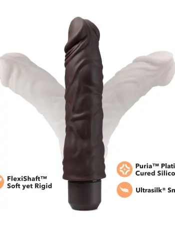 Dr. Skin Silicone - Dr. David - 8 Inch Vibrating  Dildo - Brown