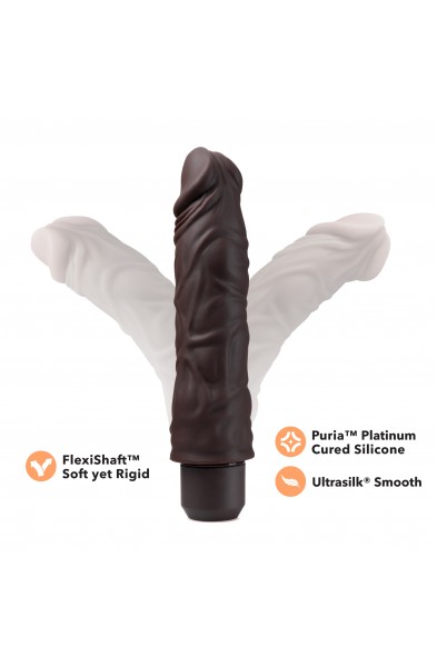 Dr. Skin Silicone - Dr. David - 8 Inch Vibrating  Dildo - Brown