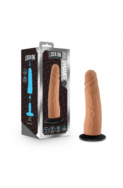 Lock on - Dynamite - 7 Inch Dildo With Suction Cup Adapter - Mocha