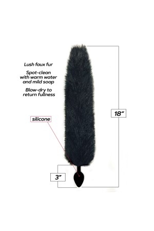 Foxy Fox Tail Silicone Butt Plug - Black