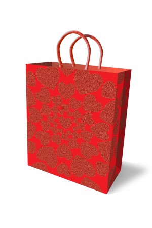 Glitter Heart Gift Bag - Red