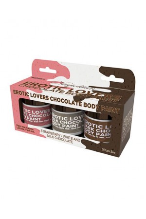 Erotic Lovers Chocolate Body Paint - Neapolitan -  White Chocolate, Milk Chocolate and Strawberry -  (3 Pack)