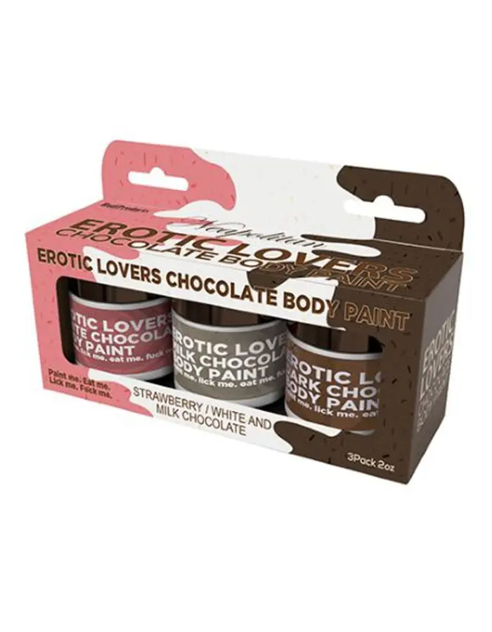 Erotic Lovers Chocolate Body Paint - Neapolitan - White Chocolate, Milk Chocolate and Strawberry - (3 Pack)