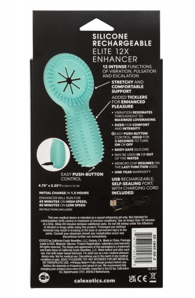 Silicone Rechargeable Elite 12x Enhancer - Teal