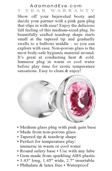 Pink Gem Glass Plug - Medium - Pink