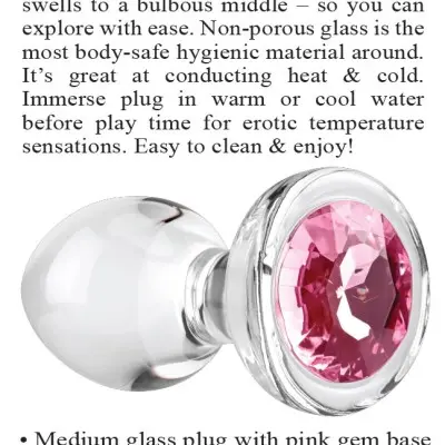 Pink Gem Glass Plug - Medium - Pink
