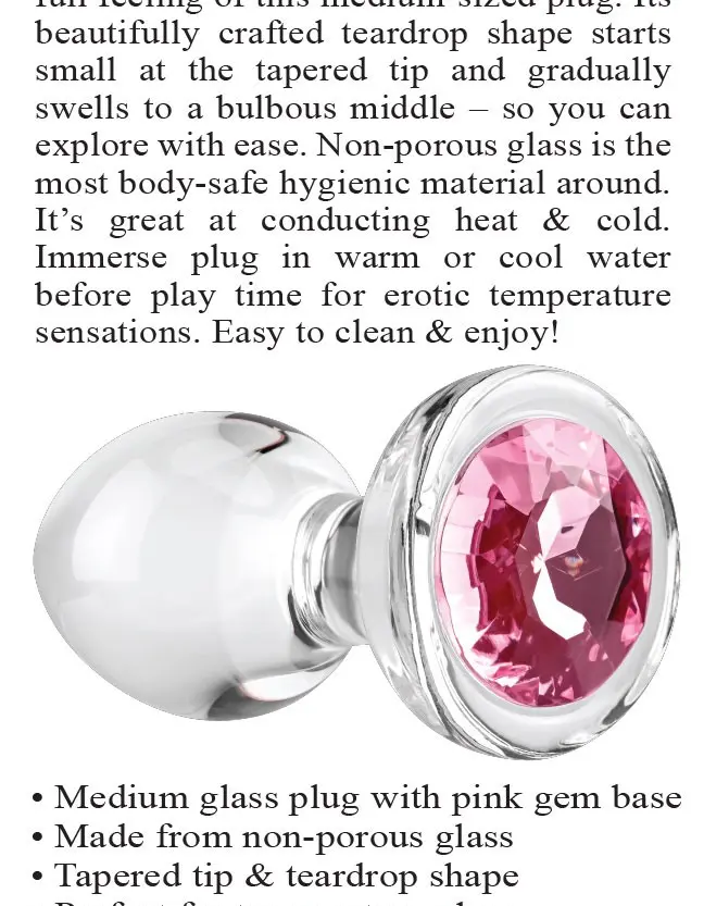 Pink Gem Glass Plug - Medium - Pink