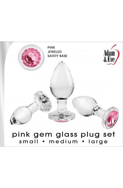 Pink Gem Glass Plug Set - Pink