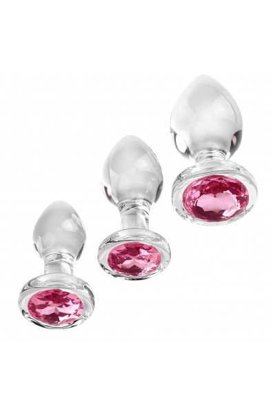 Pink Gem Glass Plug Set - Pink