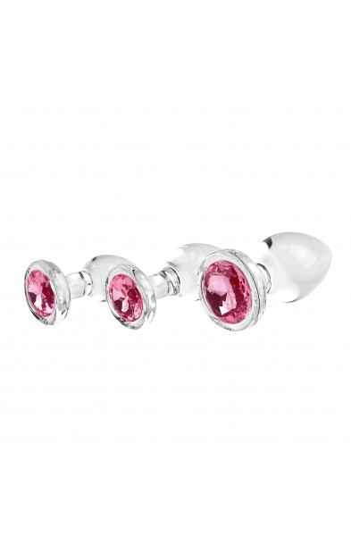 Pink Gem Glass Plug Set - Pink