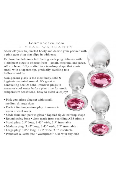 Pink Gem Glass Plug Set - Pink