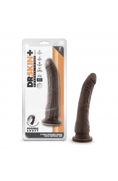 Dr. Skin Plus - 9 Inch Posable Dildo - Chocolate