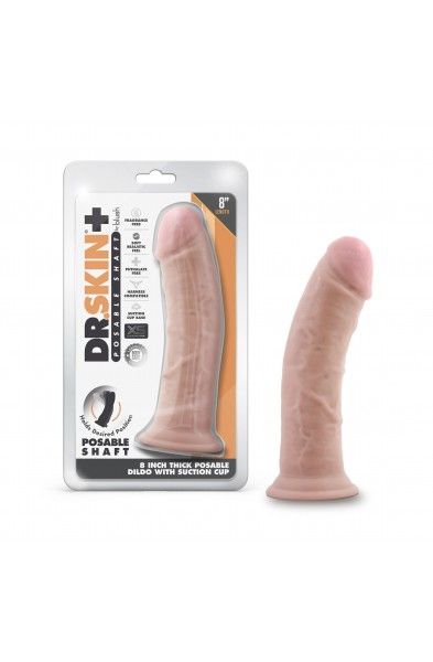 Dr. Skin Plus - 8 Inch Thick Posable Dildo - Vanilla