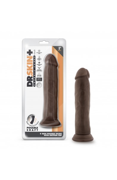 Dr. Skin Plus - 9 Inch Posable Thick Dildo -  Chocolate