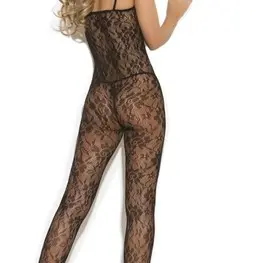 Rose Lace Body Stocking - One Size - Black