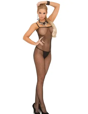 Fishnet Criss Cross Body Stocking Style - Black -  One Size