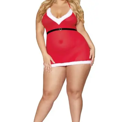 Santa Baby Chemise - Queen Size - Lipstick Red
