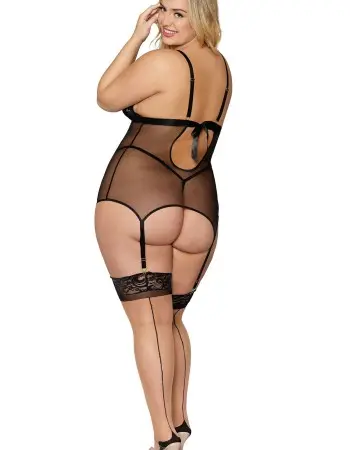 Garter Slip and G-String - Queen Size - Black