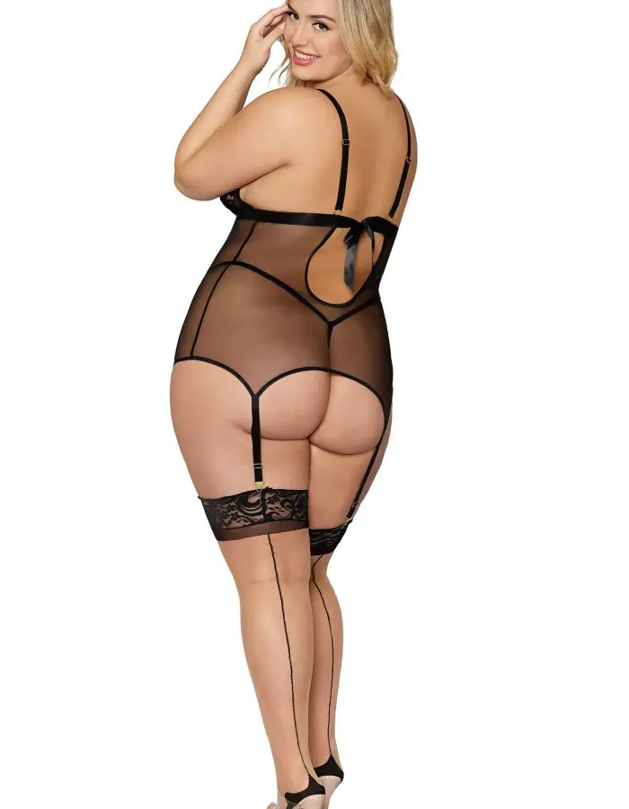 Garter Slip and G-String - Queen Size - Black