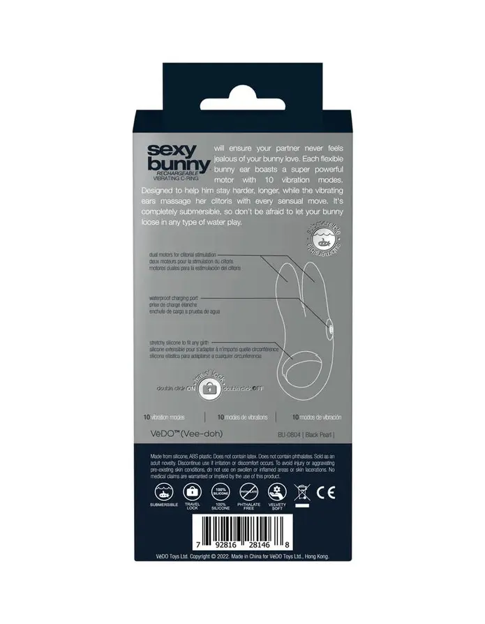 Sexy Bunny Rechargeable Ring - Black Pearl