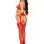 3 Pc Rhinestone Bra Top, G-String, and Garter Belt Stockings - One Size - Red