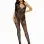 Rhinestone Lace and Net Bodystocking - One Size - Black