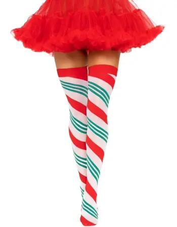 Holiday Ribbon Thigh High - Swirl
