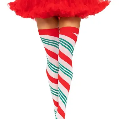 Holiday Ribbon Thigh High - Swirl