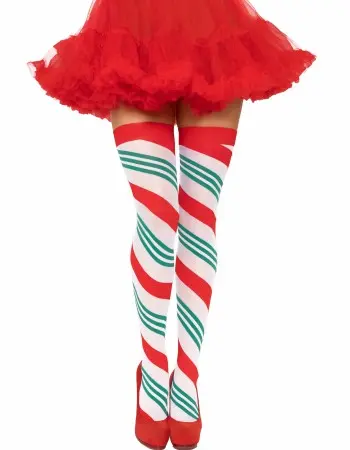 Holiday Ribbon Thigh High - Swirl
