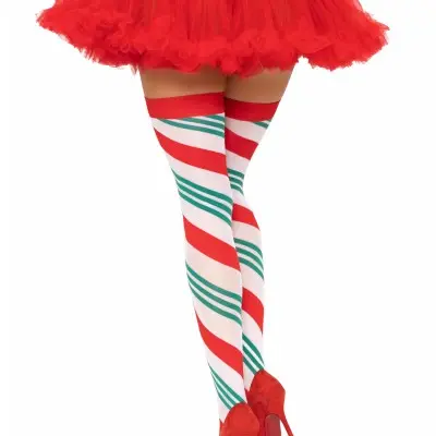 Holiday Ribbon Thigh High - Swirl