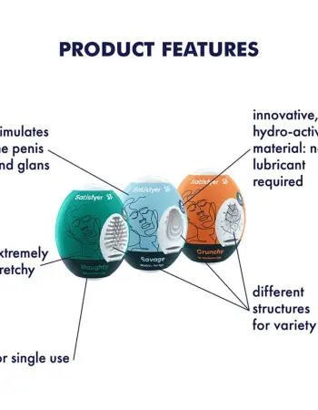 3 Pc Set Masturbator Egg - Naughty - Savage -  Crunchy