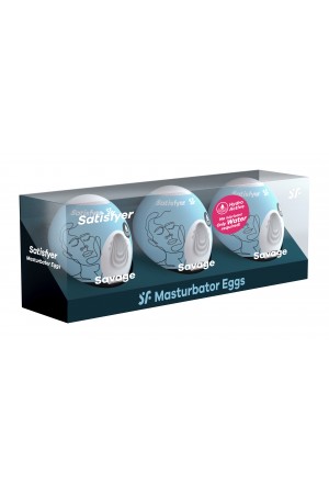 3 Pc Set Masturbator Egg - Savage - Blue