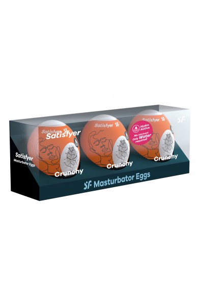 3 Pc Set Masturbator Egg - Crunchy - Orange