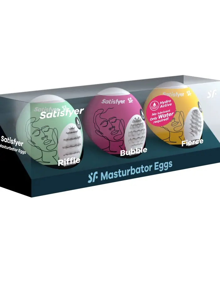 3 Pc Set Masturbator Egg - Riffle - Bubble - Fierce