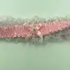 Satin Leg Garter - One Size - Baby Pink With White Lace