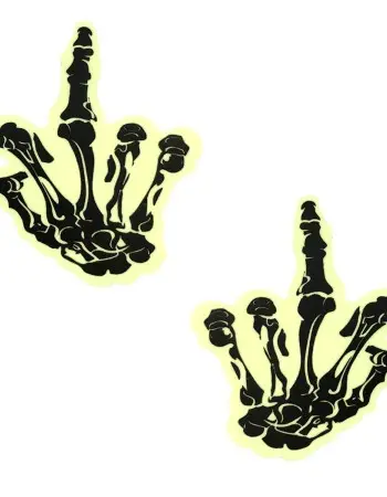 Fuck You Glow in the Dark Skeleton Hand Nipple Cover Pasties