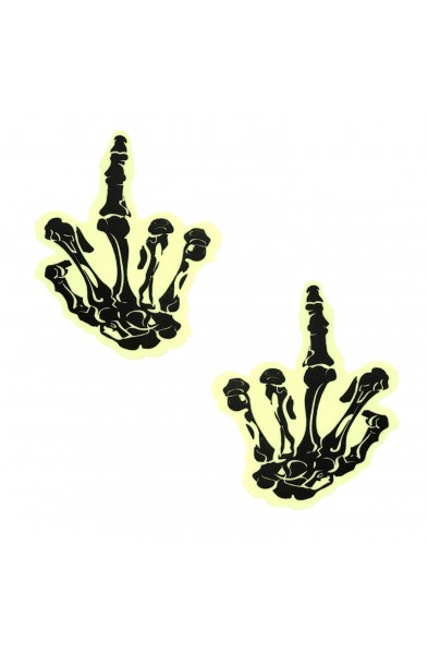 Fuck You Glow in the Dark Skeleton Hand Nipple  Cover Pasties