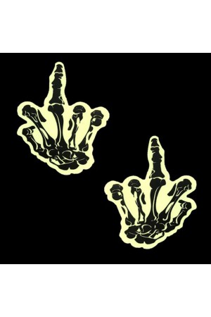 Fuck You Glow in the Dark Skeleton Hand Nipple  Cover Pasties