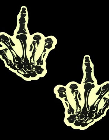 Fuck You Glow in the Dark Skeleton Hand Nipple Cover Pasties